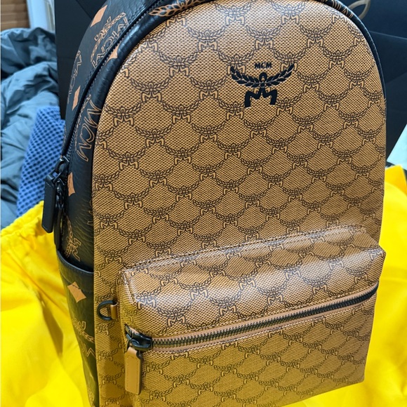MCM Black and Tan Monogram Backpack - Picture 2 of 10
